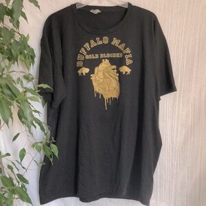 BUFFALO BILLS MAFIA NFL football logo t shirt SZ 2XL  black & gold short sleeves